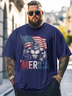 Big Size Men's Bigfoot MERICA American Flag Loose T-shirt