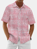 Moisture Wicking Geometric Check Chest Pocket Hawaiian Shirt