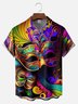 Big Size Moisture-wicking Mardi Gras Celebration Mask Chest Pocket Casual Shirt