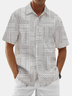 Moisture Wicking Geometric Check Chest Pocket Hawaiian Shirt