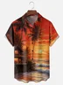 Moisture-wicking Dreamy Sunset Island Scenery Chest Pocket Hawaiian Shirt