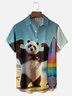 Moisture Wicking Hawaiian Surf Panda Chest Pocket Hawaiian Shirt