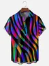Moisture-wicking Dreamy Fun Colorful Zebra Pattern Abstract Chest Pocket Casual Shirt