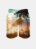 Men's Swim Trunks Hawaiian Tropical Palm Tree Beach Shorts with Pockets