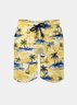 Men's Swim Trunks Hawaiian Tropical Palm Tree Beach Shorts with Pockets