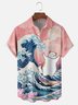 Hardaddy X Artist Kimprut Imut Japanese Ukiyo-e Wave Cat Chest Pocket Hawaiian Shirt