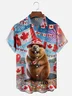 Moisture Wicking Canada Day Groundhog Maple Leaf Chest Pocket Hawaiian Shirt