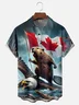 Moisture Wicking Canada Groundhog Beaver Maple Leaf Chest Pocket  Hawaiian Shirt