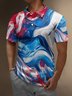 Moisture Wicking Gradient Color Abstract Stripes Short Sleeve Golf Polo