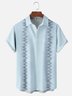 Moisture-wicking Artistic Geometric Waves Chest Pocket Bowling Shirt