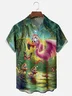 Moisture-wicking Flamingo Funny Shock Art Chest Pocket Hawaiian Shirt