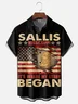 Moisture-Wicking Sallis Mississippi IT's Where My Story Began American Flag Chest Pocket Hawaiian Shirt