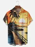 Moisture-wicking Sunset Gold Beach Chest Pocket Hawaiian Shirt