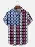 Moisture Wicking Floral American Flag Chest Pocket Hawaiian Shirt