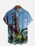 Moisture-wicking Giant Octopus Cthulhu Art Chest Pocket Hawaiian Shirt
