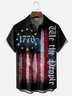 Moisture Wicking 1776 Independence Day American Flag Chest Pocket Hawaiian Shirt