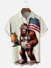 Moisture-wicking American Flag Bigfoot Beer Stripes Chest Pocket Casual Shirt