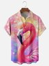 Moisture Wicking Ombre Flamingo Chest Pocket Hawaiian Shirt