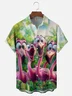 Moisture Wicking Fun Flamingo Chest Pocket Hawaiian Shirt