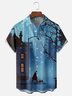Moisture-wicking Art Retro Street Night Scene Illustration Chest Pocket Casual Shirt