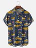 Moisture-wicking Excavator Fun Print Chest Pocket Casual Shirt