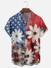 Moisture-wicking American Floral Art Independence Day Chest Pocket Casual Shirt