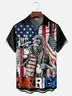 Moisture Wicking American Flag Bigfoot Chest Pocket Hawaiian Shirt