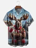 Moisture-wicking Canada Day Reindeer Maple Leaf Chest Pocket Casual Shirt