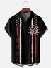Moisture Wicking 1776 Independence Day American Flag Chest Pocket Bowling Shirt