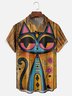 Moisture-wicking Art Abstract Cat Chest Pocket Casual Shirt