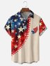 Moisture-wicking American Flag Stitching Art Independence Day Chest Pocket Bowling Shirt