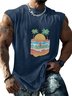 Hardaddy X Artist Stephen Wade Mens Crewneck Tank Tops Palm Beach Sleeveless Shirt