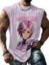 Hardaddy X Artist Muhammad Ilyas Saputro Mens Crewneck Tank Tops Japanese Two-dimensional Cartoon Sleeveless T-Shirt