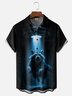Moisture Wicking Ombre UFO Raccoon Scream Chest Pocket Hawaiian Shirt