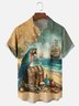 Moisture Wicking Sailboat Parrot Map Chest Pocket Hawaiian Shirt