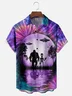 Moisture-Wicking Gradient Color Funny Alien Bigfoot Chest Pocket Hawaiian Shirt