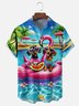 Moisture Wicking Pool Dog Coconut Tree Chest Pocket Hawaiian Shirt