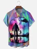 Moisture Wicking Ombre Bigfoot Alien UFO Chest Pocket Hawaiian Shirt