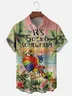 Moisture-Wicking It's 5 O'Clock Somewhere Parrot Coconut Tree Chest Pocket Hawaiian Shirt