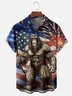 Moisture-wicking Bigfoot American Flag Independence Day Chest Pocket Casual Shirt
