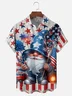 Moisture-wicking Gnome American Flag Independence Day Chest Pocket Casual Shirt