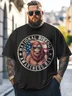 Big Size Men's Bigfoot American Flag Funny Print Loose T-shirt