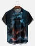 Big Size Moisture-wicking Dark Skeleton Pirate Ship Chest Pocket Hawaiian Shirt