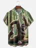 Moisture-wicking Bigfoot Yoga Fun Forest Chest Pocket Hawaiian Shirt