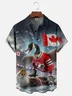 Tall Size Moisture Wicking Canada Maple Goose Chest Pocket Hawaiian Shirt