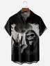 Tall Size Moisture Wicking Alien Spaceship Bigfoot Chest Pocket Hawaiian Shirt