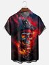 Moisture-wicking Flame Skeleton Pirate Chest Pocket Casual Shirt