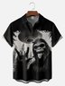 Big Size Moisture Wicking Alien Spaceship Bigfoot Chest Pocket Hawaiian Shirt