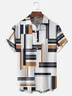 Tall Size Moisture-wicking Artistic Geometry Chest Pocket Casual Shirt