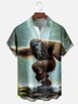 Moisture-wicking Bigfoot Yoga Forest Chest Pocket Hawaiian Shirt